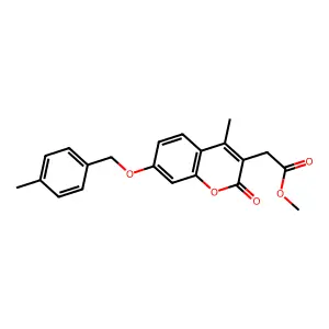 methyl {4-methyl-7-[(4-methylbenzyl)oxy]-2-oxo-2H-chromen-3-yl}acetate structure