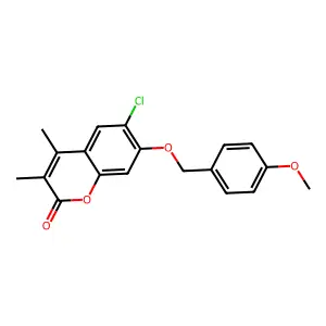 6-chloro-7-[(4-methoxybenzyl)oxy]-3,4-dimethyl-2H-chromen-2-one structure