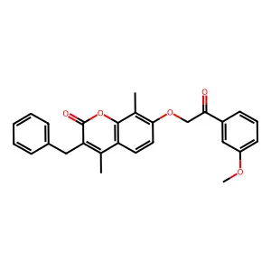 3-benzyl-7-[2-(3-methoxyphenyl)-2-oxoethoxy]-4,8-dimethyl-2H-chromen-2-one structure