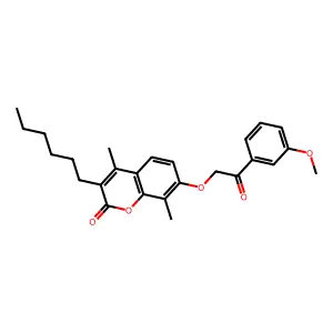 3-hexyl-7-[2-(3-methoxyphenyl)-2-oxoethoxy]-4,8-dimethyl-2H-chromen-2-one structure