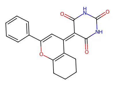 5-(2-phenyl-5,6,7,8-tetrahydro-4H-chromen-4-ylidene)pyrimidine-2,4,6(1H,3H,5H)-trione structure