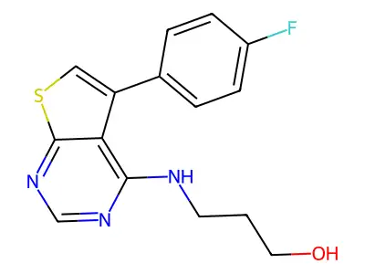 3-((5-(4-Fluorophenyl)thieno[2,3-d]pyrimidin-4-yl)amino)propan-1-ol structure
