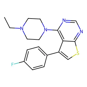 4-(4-Ethylpiperazin-1-yl)-5-(4-fluorophenyl)thieno[2,3-d]pyrimidine structure