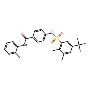 4-{[(5-tert-butyl-2,3-dimethylphenyl)sulfonyl]amino}-N-(2-methylphenyl)benzamide structure