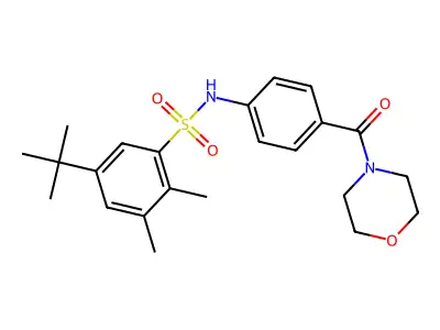 5-tert-butyl-2,3-dimethyl-N-[4-(morpholine-4-carbonyl)phenyl]benzenesulfonamide structure