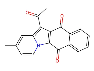 12-Acetyl-2-methylnaphtho[2,3-b]indolizine-6,11-dione structure