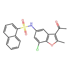 N-(3-acetyl-7-chloro-2-methyl-1-benzofuran-5-yl)naphthalene-1-sulfonamide structure