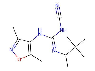Guanidine, 2-cyano-1-(3,5-dimethyl-4-isoxazolyl)-3-(1,2,2-trimethylpropyl)- structure
