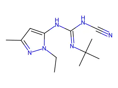 Guanidine, 1-tert-butyl-2-cyano-3-(1-ethyl-3-methyl-5-pyrazolyl)- structure