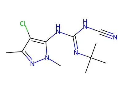 Guanidine, 1-tert-butyl-3-(4-chloro-1,3-dimethyl-4-pyrazolyl)-2-cyano- structure