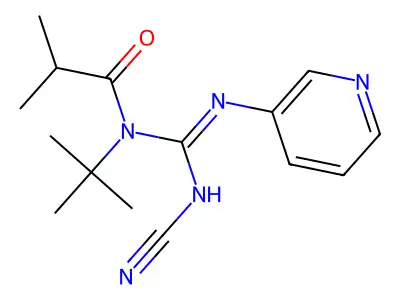 N-tert-Butyl-N-(N'-cyano-N-(3-pyridyl)amidino)isobutyramide structure