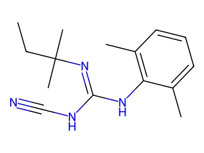 Guanidine, 2-cyano-1-tert-pentyl-3-(2,6-xylyl)- structure