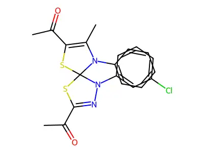 1,1'-[1-(3-chlorophenyl)-8-methyl-9-phenyl-4,6-dithia-1,2,9-triazaspiro[4.4]nona-2,7-diene-3,7-diyl]diethanone structure