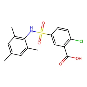 2-Chloro-5-[(2,4,6-trimethylphenyl)sulfamoyl]benzoic acid structure