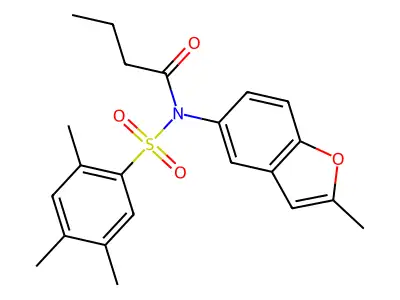 N-(2-methylbenzofuran-5-yl)-N-((2,4,5-trimethylphenyl)sulfonyl)butyramide structure