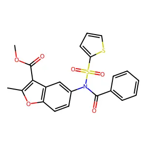 Methyl 5-[benzoyl(2-thienylsulfonyl)amino]-2-methyl-1-benzofuran-3-carboxylate structure