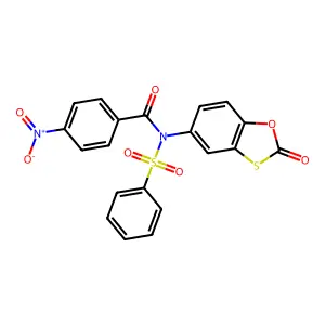 N-(benzenesulfonyl)-4-nitro-N-(2-oxo-1,3-benzoxathiol-5-yl)benzamide structure