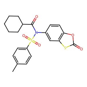 N-(4-methylphenyl)sulfonyl-N-(2-oxo-1,3-benzoxathiol-5-yl)cyclohexanecarboxamide structure