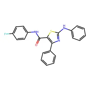 N-(4-fluorophenyl)-4-phenyl-2-(phenylamino)thiazole-5-carboxamide structure