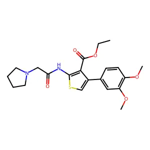 Ethyl 4-(3,4-dimethoxyphenyl)-2-[(2-pyrrolidin-1-ylacetyl)amino]thiophene-3-carboxylate structure