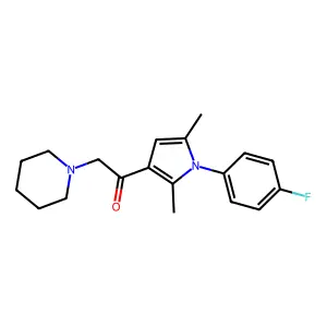 1-[1-(4-fluorophenyl)-2,5-dimethyl-1H-pyrrol-3-yl]-2-(piperidin-1-yl)ethan-1-one structure