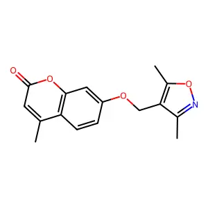 7-((3,5-dimethylisoxazol-4-yl)methoxy)-4-methyl-2H-chromen-2-one structure