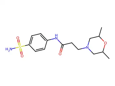3-(2,6-dimethylmorpholin-4-yl)-N-(4-sulfamoylphenyl)propanamide structure