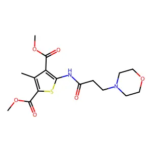 Dimethyl 3-methyl-5-(3-morpholin-4-ylpropanoylamino)thiophene-2,4-dicarboxylate structure