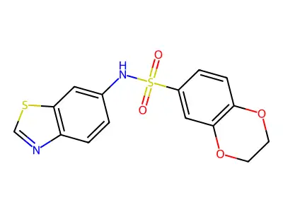 N-(1,3-benzothiazol-6-yl)-2,3-dihydro-1,4-benzodioxine-6-sulfonamide structure