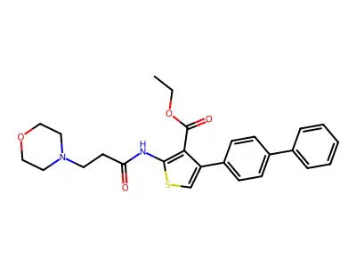 ethyl 4-([1,1'-biphenyl]-4-yl)-2-(3-morpholinopropanamido)thiophene-3-carboxylate structure