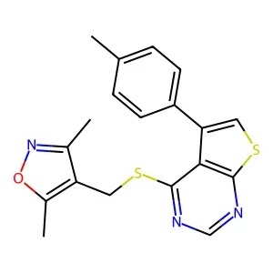 3,5-Dimethyl-4-(((5-(p-tolyl)thieno[2,3-d]pyrimidin-4-yl)thio)methyl)isoxazole structure