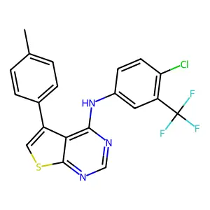 N-[4-chloro-3-(trifluoromethyl)phenyl]-5-(4-methylphenyl)thieno[2,3-d]pyrimidin-4-amine structure