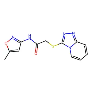 2-([1,2,4]triazolo[4,3-a]pyridin-3-ylthio)-N-(5-methylisoxazol-3-yl)acetamide structure