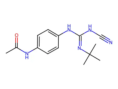 Acetamide, N-(4-(((cyanoamino)((1,1-dimethylethyl)amino)methylene)amino)phenyl)- structure