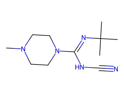 1-Piperazinecarboximidamide, N-cyano-N'-(1,1-dimethylethyl)-4-methyl- structure