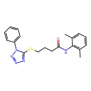 N-(2,6-dimethylphenyl)-4-((1-phenyl-1H-tetrazol-5-yl)thio)butanamide structure