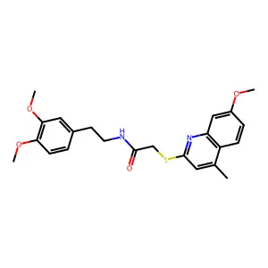 N-(3,4-dimethoxyphenethyl)-2-((7-methoxy-4-methylquinolin-2-yl)thio)acetamide structure