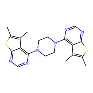 1,4-Bis(5,6-dimethylthieno[2,3-d]pyrimidin-4-yl)piperazine structure