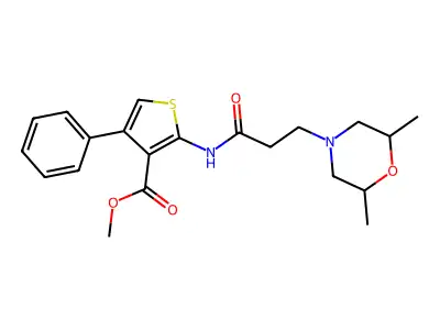 Methyl 2-(3-(2,6-dimethylmorpholino)propanamido)-4-phenylthiophene-3-carboxylate structure