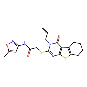 2-((3-allyl-4-oxo-3,4,5,6,7,8-hexahydrobenzo[4,5]thieno[2,3-d]pyrimidin-2-yl)thio)-N-(5-methylisoxazol-3-yl)acetamide structure
