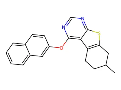 7-Methyl-4-naphthalen-2-yloxy-5,6,7,8-tetrahydro-[1]benzothiolo[2,3-d]pyrimidine structure