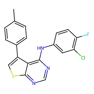 N-(3-chloro-4-fluorophenyl)-5-(4-methylphenyl)thieno[2,3-d]pyrimidin-4-amine structure