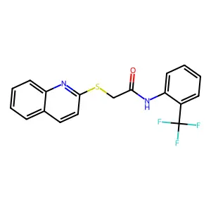 2-(quinolin-2-ylthio)-N-(2-(trifluoromethyl)phenyl)acetamide structure