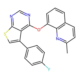5-(4-Fluorophenyl)-4-((2-methylquinolin-8-yl)oxy)thieno[2,3-d]pyrimidine structure