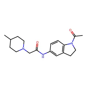 N-(1-acetyl-2,3-dihydro-1H-indol-5-yl)-2-(4-methylpiperidin-1-yl)acetamide structure