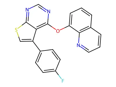 5-(4-Fluorophenyl)-4-(quinolin-8-yloxy)thieno[2,3-d]pyrimidine structure