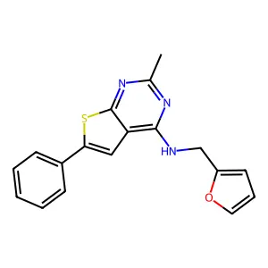 N-(furan-2-ylmethyl)-2-methyl-6-phenylthieno[2,3-d]pyrimidin-4-amine structure