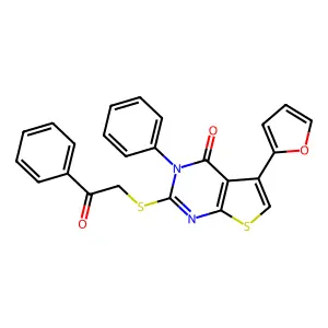 5-(Furan-2-yl)-2-phenacylsulfanyl-3-phenylthieno[2,3-d]pyrimidin-4-one structure