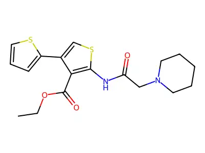 Ethyl 2-(2-piperidylacetylamino)-4-(2-thienyl)thiophene-3-carboxylate structure
