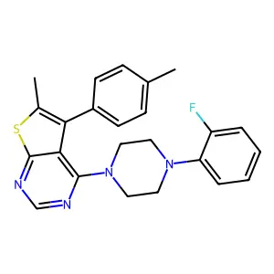 4-(4-(2-Fluorophenyl)piperazin-1-yl)-6-methyl-5-(p-tolyl)thieno[2,3-d]pyrimidine structure